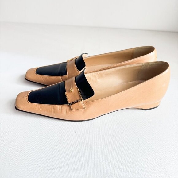 Vintage Chanel Two Tone White Beige Leather Loafers 36 - Picture 9 of 15